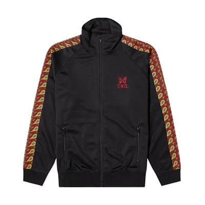Needles END Collaboration Logo Embroidered Loose Ribbed Jacket Black Male gl385-blk