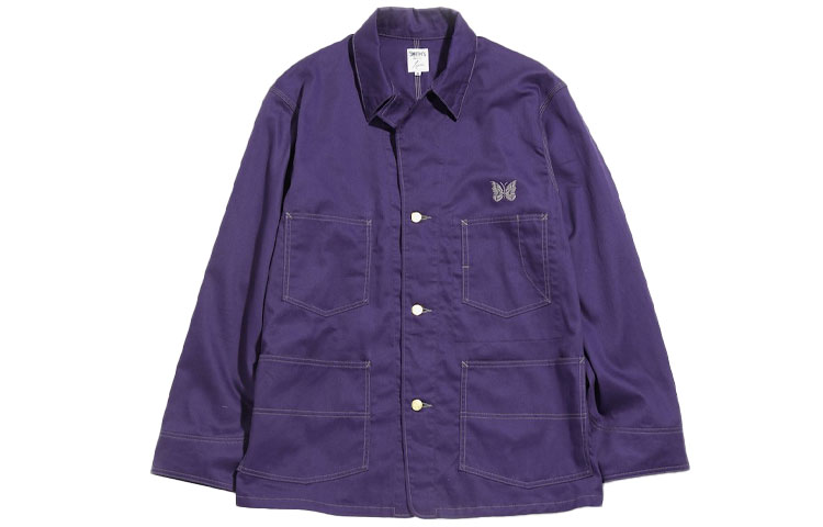 Needles Smith's Unisex Purple Cotton Twill Coverall Jacket with Multiple Pockets KP285E