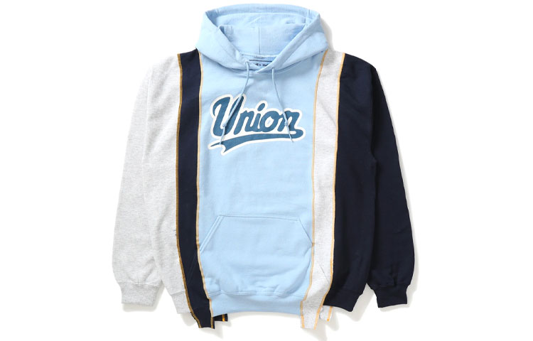 Needles x UNION 30th Anniversary Logo Print Patchwork Hoodie Blue Unisex FW21 202121076070300312