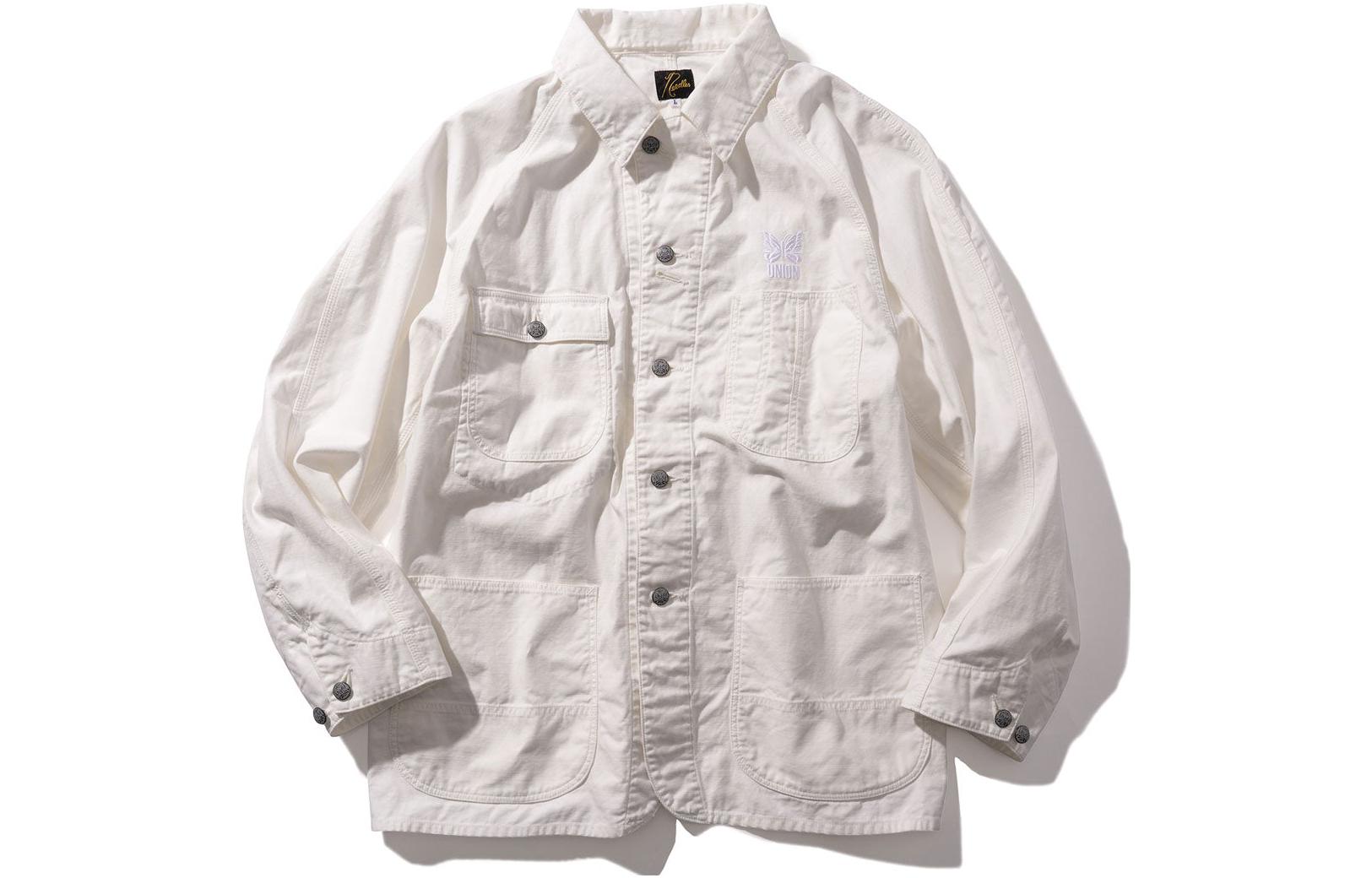 Needles Union FW23 Embroidered Button-Up Satin Jacket White Unisex NS1686