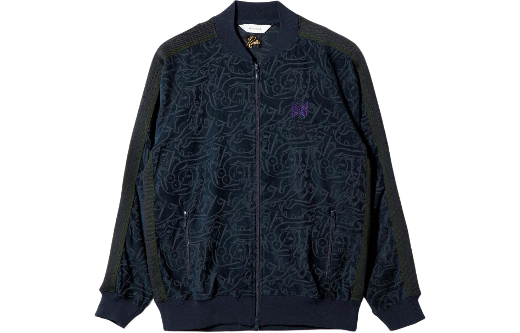 Needles Zipper Raglan Sleeve Pocket Jacket Navy Blue - OT2010B