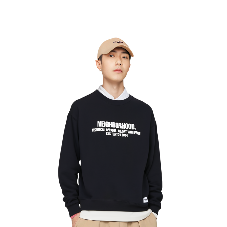 Lookbook NEIGHBORHOOD  Crewneck Sweatshirt with Letter Print Long Sleeves 232UWNH-CSM02