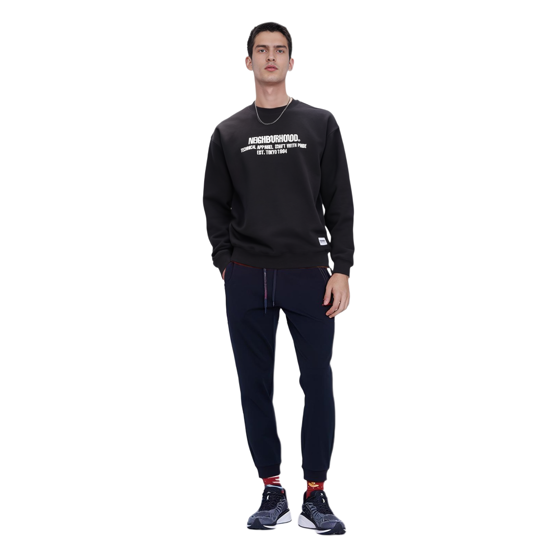 Shop NEIGHBORHOOD  Crewneck Sweatshirt with Letter Print Long Sleeves 232UWNH-CSM02