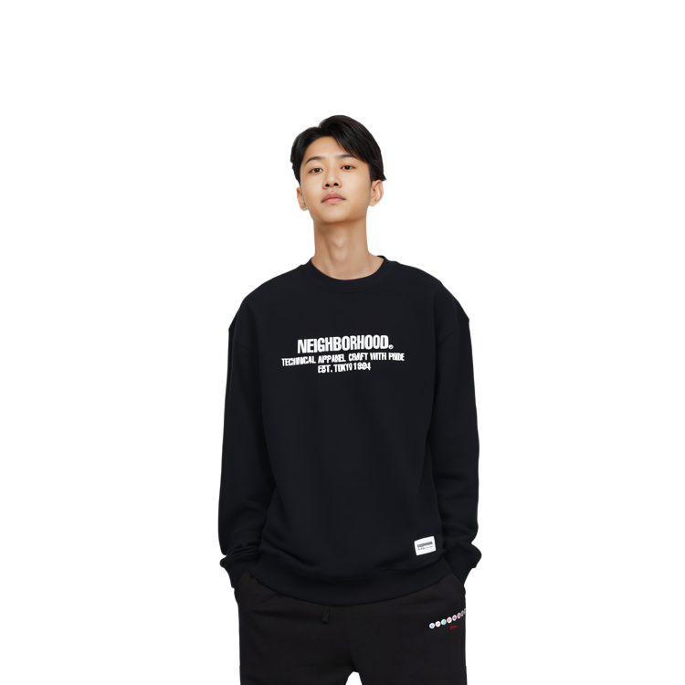 Details for NEIGHBORHOOD  Crewneck Sweatshirt with Letter Print Long Sleeves 232UWNH-CSM02