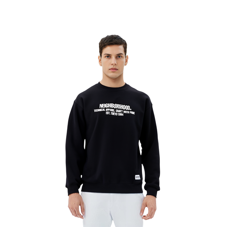 Sizing NEIGHBORHOOD  Crewneck Sweatshirt with Letter Print Long Sleeves 232UWNH-CSM02