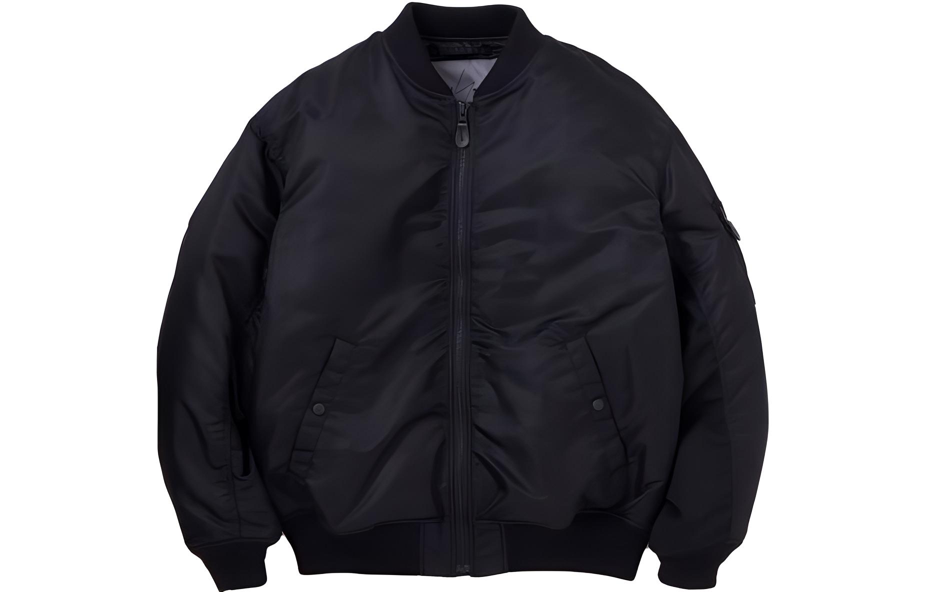 NBHD Black Baseball Collar Letter Print Jacket NBHD-0692