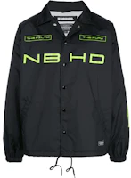 NEIGHBORHOOD Black Breathable Jacket with Green Logo Print Unisex 192TSNHJKM09 NEIGHBORHOOD Black Breathable Jacket with Green Logo Print Unisex 192TSNHJKM09