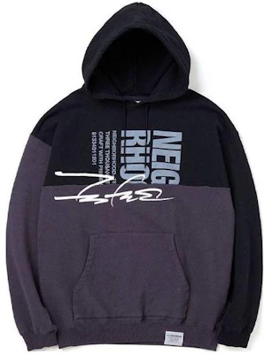 NEIGHBORHOOD Black Colorblock Letter Print Hoodie - Loose Fit NBHD-0706 Buy NEIGHBORHOOD Black Colorblock Letter Print Hoodie - Loose Fit NBHD-0706