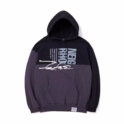 NBHD Black Colorblock Letter Print Hoodie - Loose Fit NBHD-0706