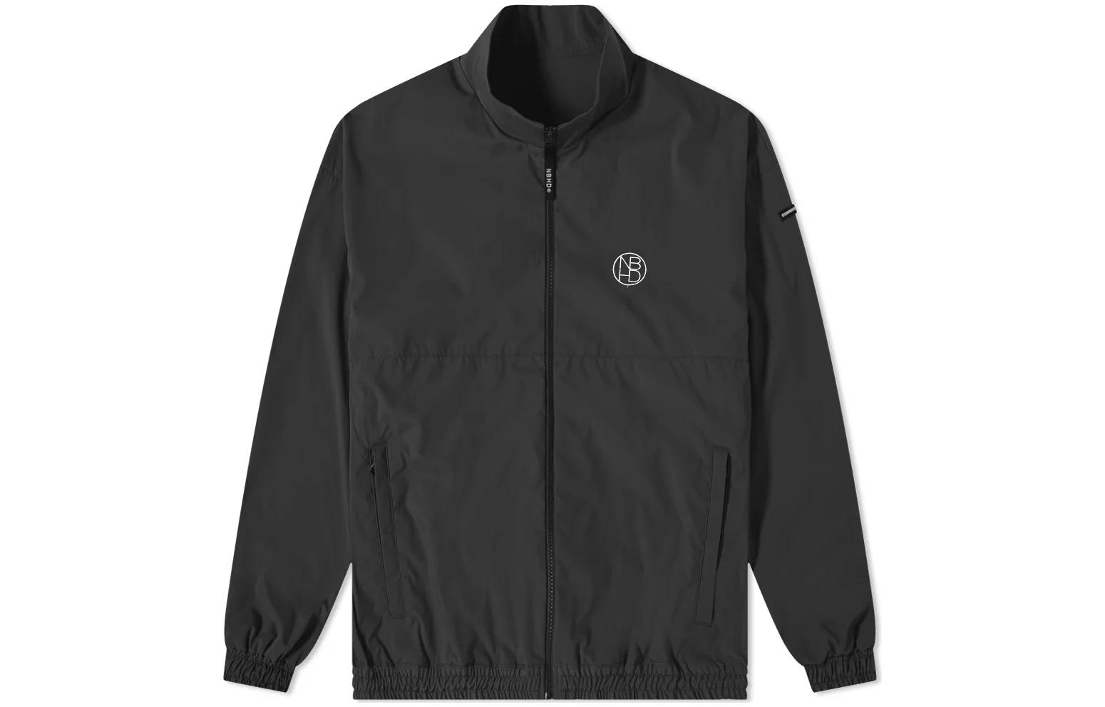 NBHD Black High Neck Zip Jacket with Letter Print 221AQNH-JKM01-BK