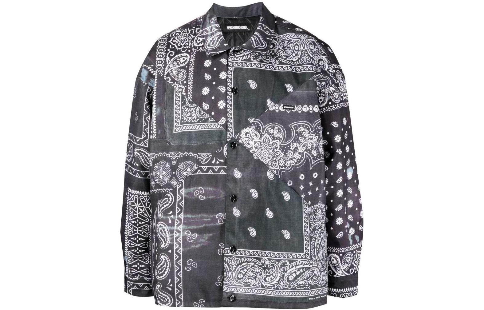 NBHD Black Printed Long-Sleeve Jacket BANDANACHOPPED1ESHIRTLS