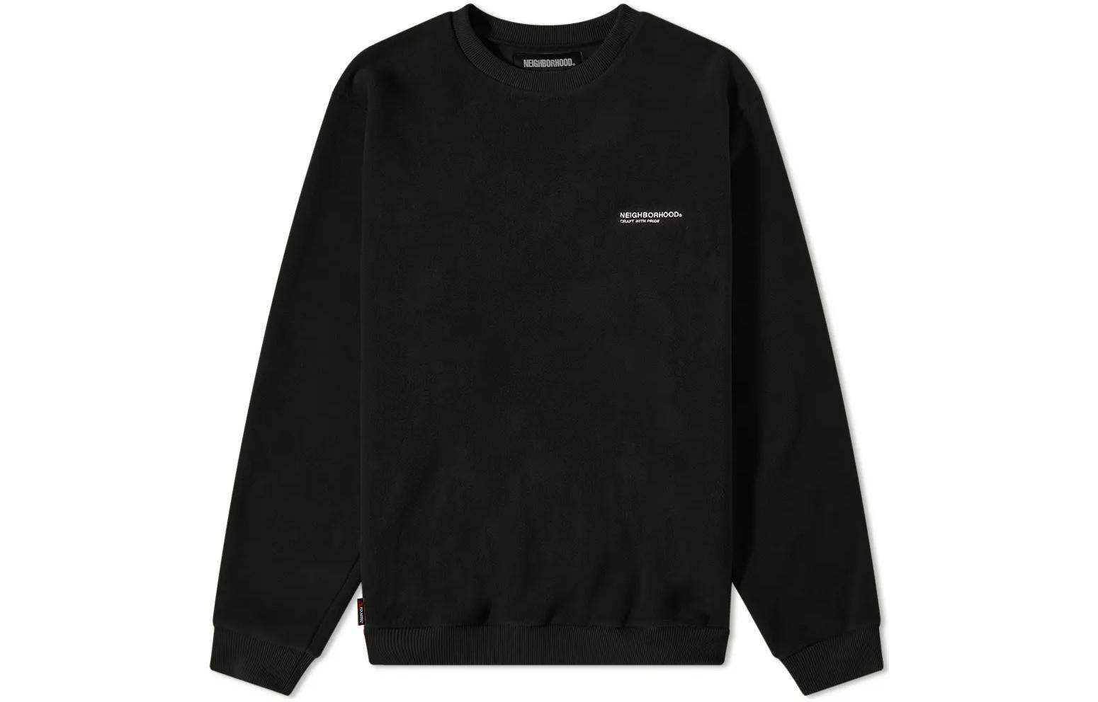 NBHD Black Solid Color Fleece Crewneck Sweatshirt 212OKNH-CSM01