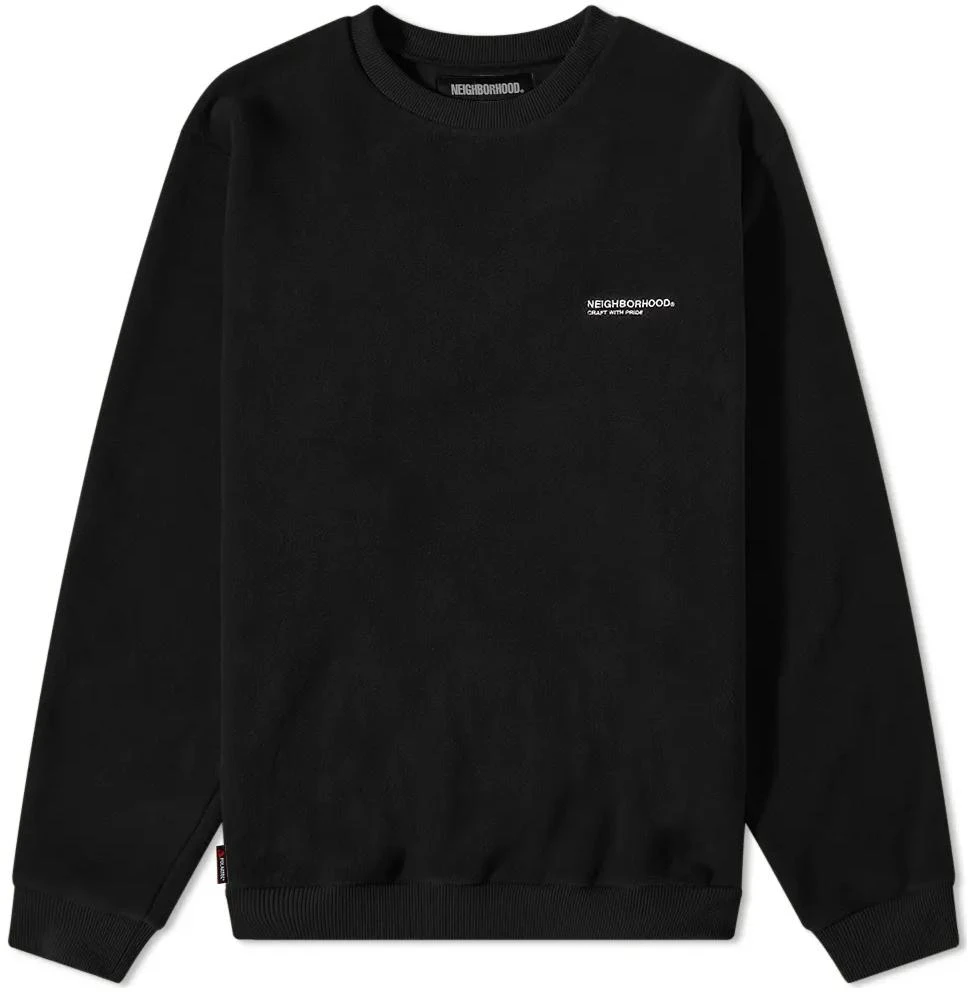 neighborhood-black-solid-color-fleece-crewneck-sweatshirt-212-oknh-csm-01