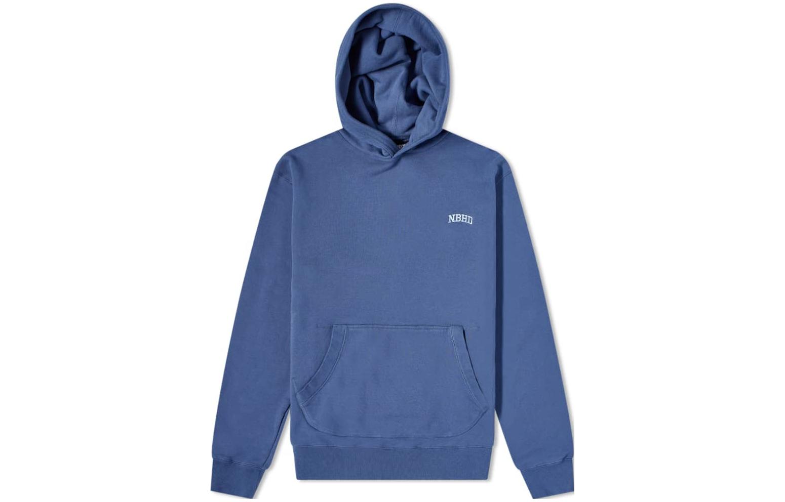 NBHD Blue Embroidered Lettering Pullover Hoodie for Men 212FPNH-CSM03-BL