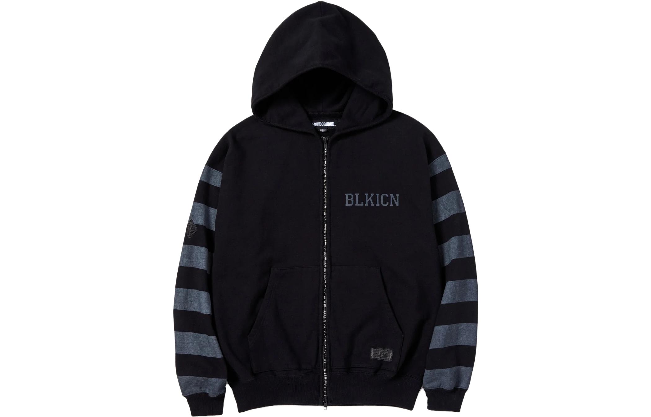 NBHD Colorblock Letter Print Zip Hoodie - Black 231FPNH-CSM06