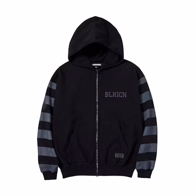 NBHD Colorblock Letter Print Zip Hoodie - Black 231FPNH-CSM06