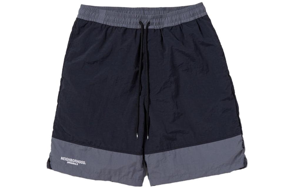 Order 네이버후드 컬러블록 로고 프린트 남성 미드웨이스트 릴렉스핏 반바지 231TSNH-PTM03