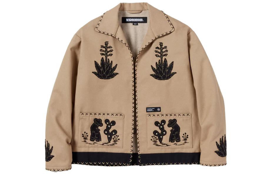 NBHD Floral Embroidered Collared Jacket Brown 231AQNH-JKM02