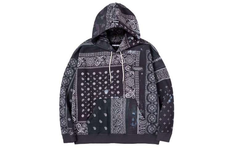 NBHD FW21 Paisley Logo Hoodie Black 212UNNH-CSM04-BIK