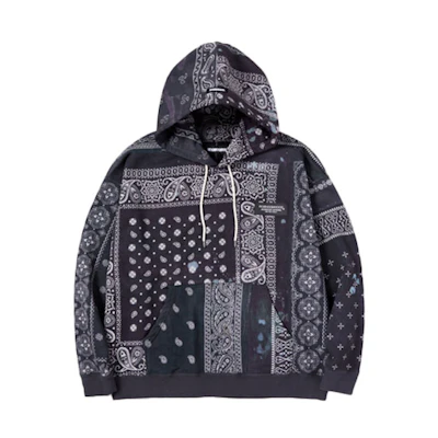 NBHD FW21 Paisley Logo Hoodie Black 212UNNH-CSM04-BIK