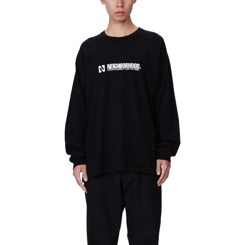 Cheap ネイバーフッド FW22 レタープリント カジュアル クルーネック 長袖 Tシャツ 222PCNH-LT12