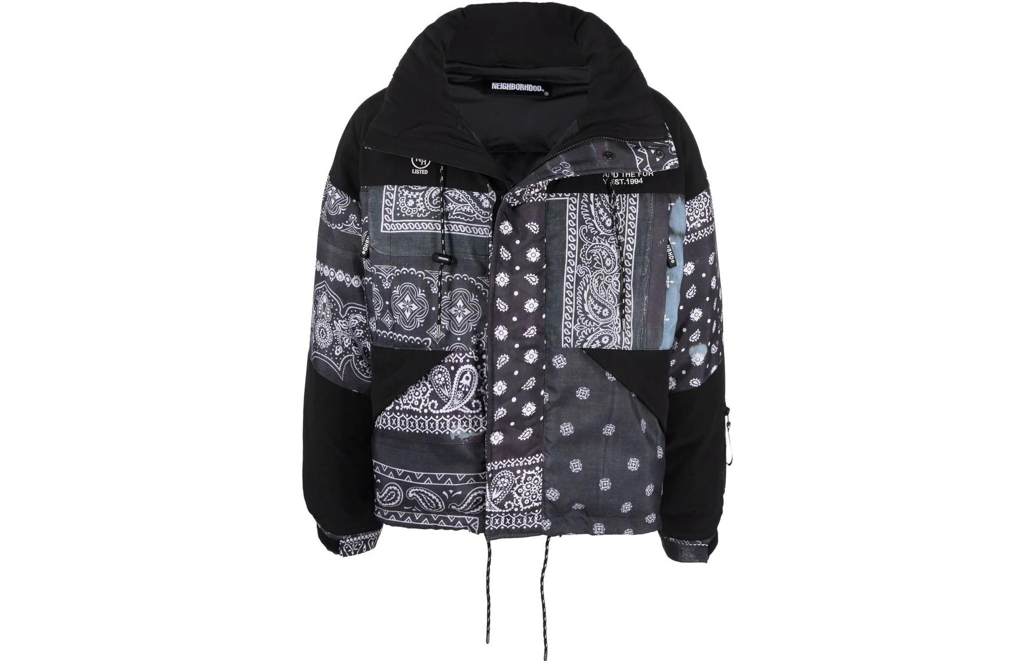 NBHD FW22 All-Over Print Logo Patch Zip Jacket Black () 212TSNH-JKM11