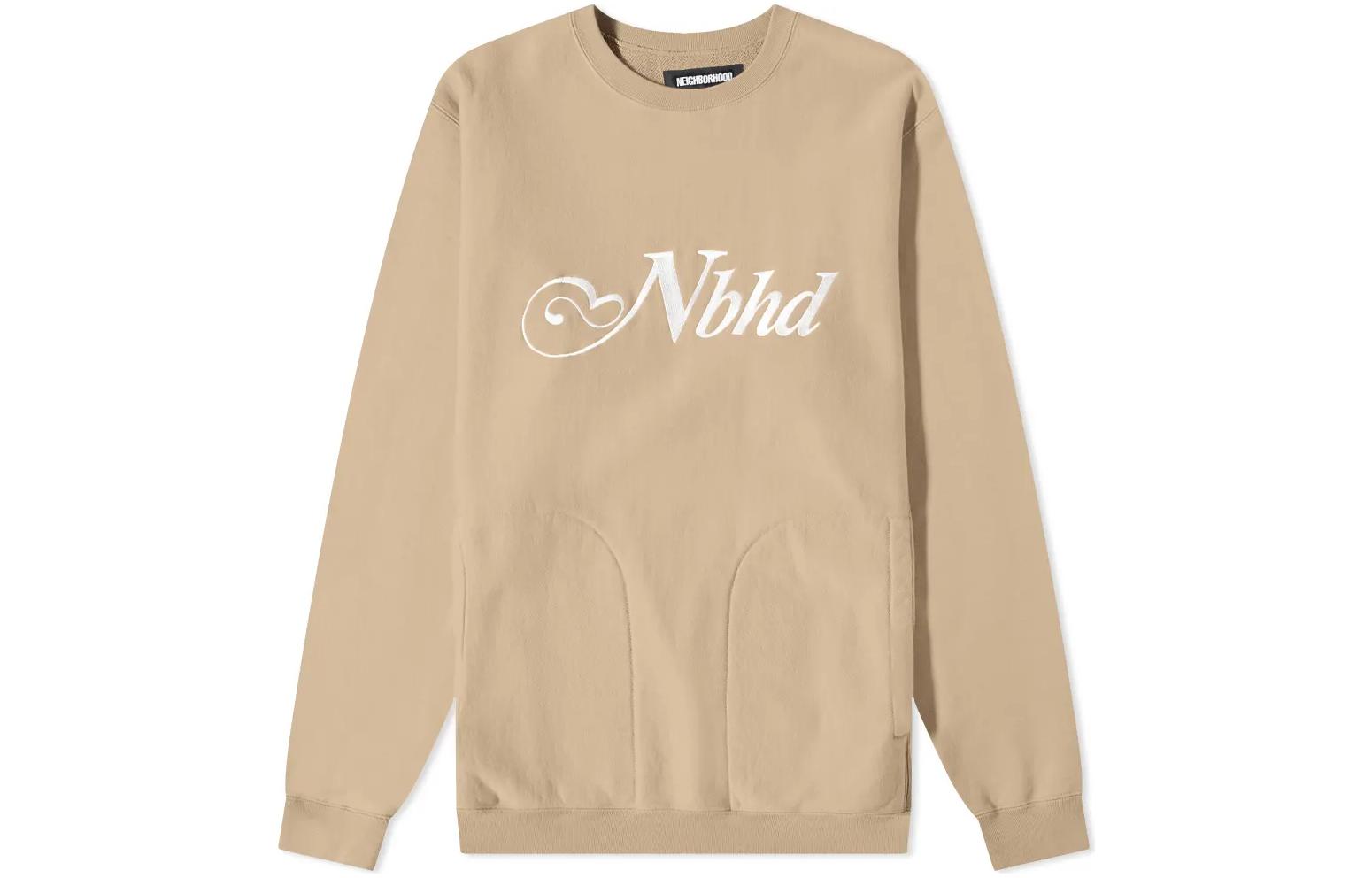NEIGHBORHOOD FW22 Beige Crewneck Lettered Pullover Sweatshirt Long Sleeve 212FPNH-CSM04-BG