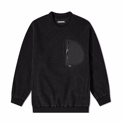 NBHD FW22 Black Crewneck Sweatshirt with Zipper Pocket 202AQNH-JKM07
