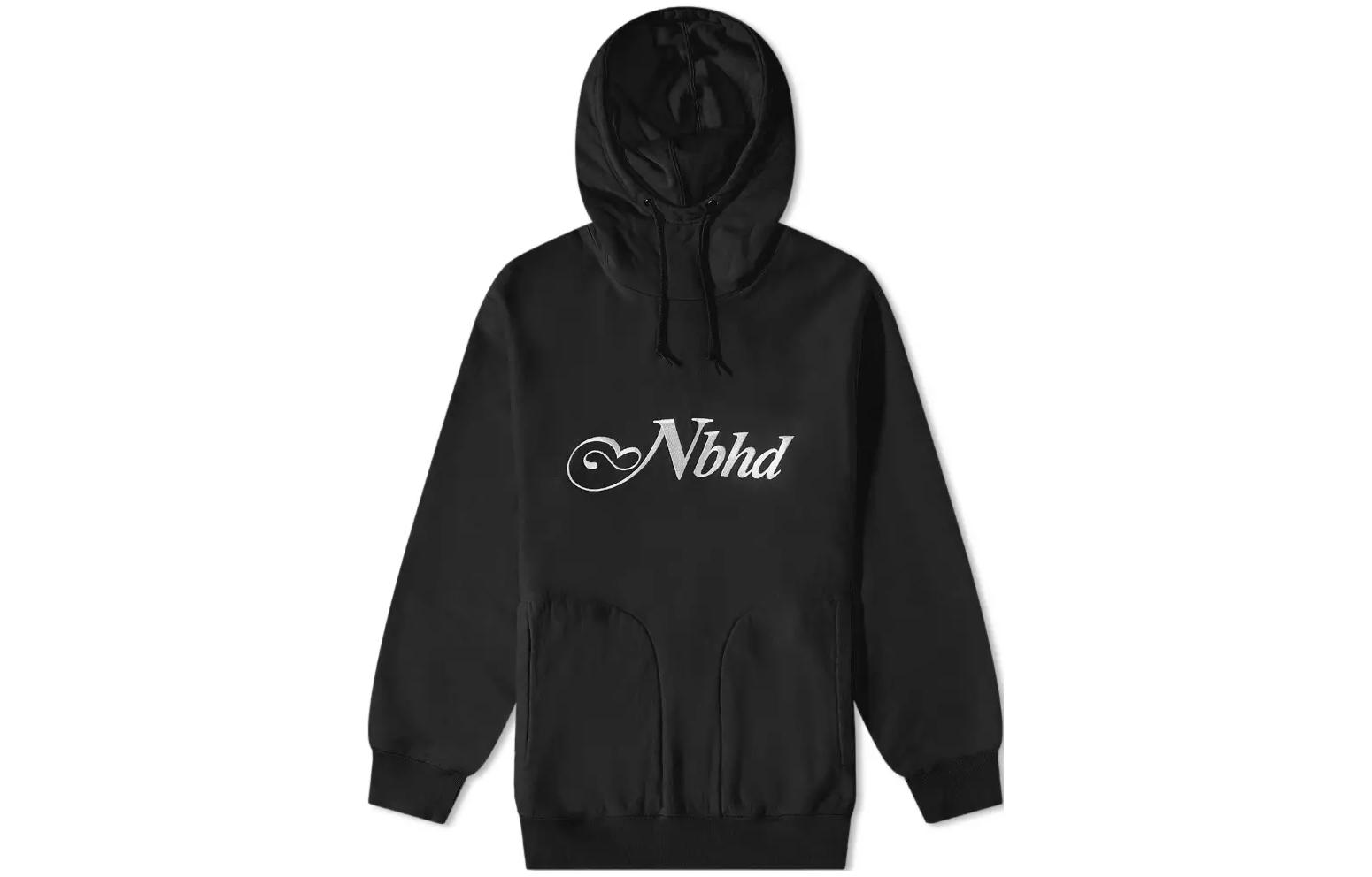 NBHD FW22 Black Letter Graphic Hoodie Pullover 212FPNH-CSM05-BK