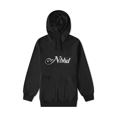 NBHD FW22 Black Letter Graphic Hoodie Pullover 212FPNH-CSM05-BK