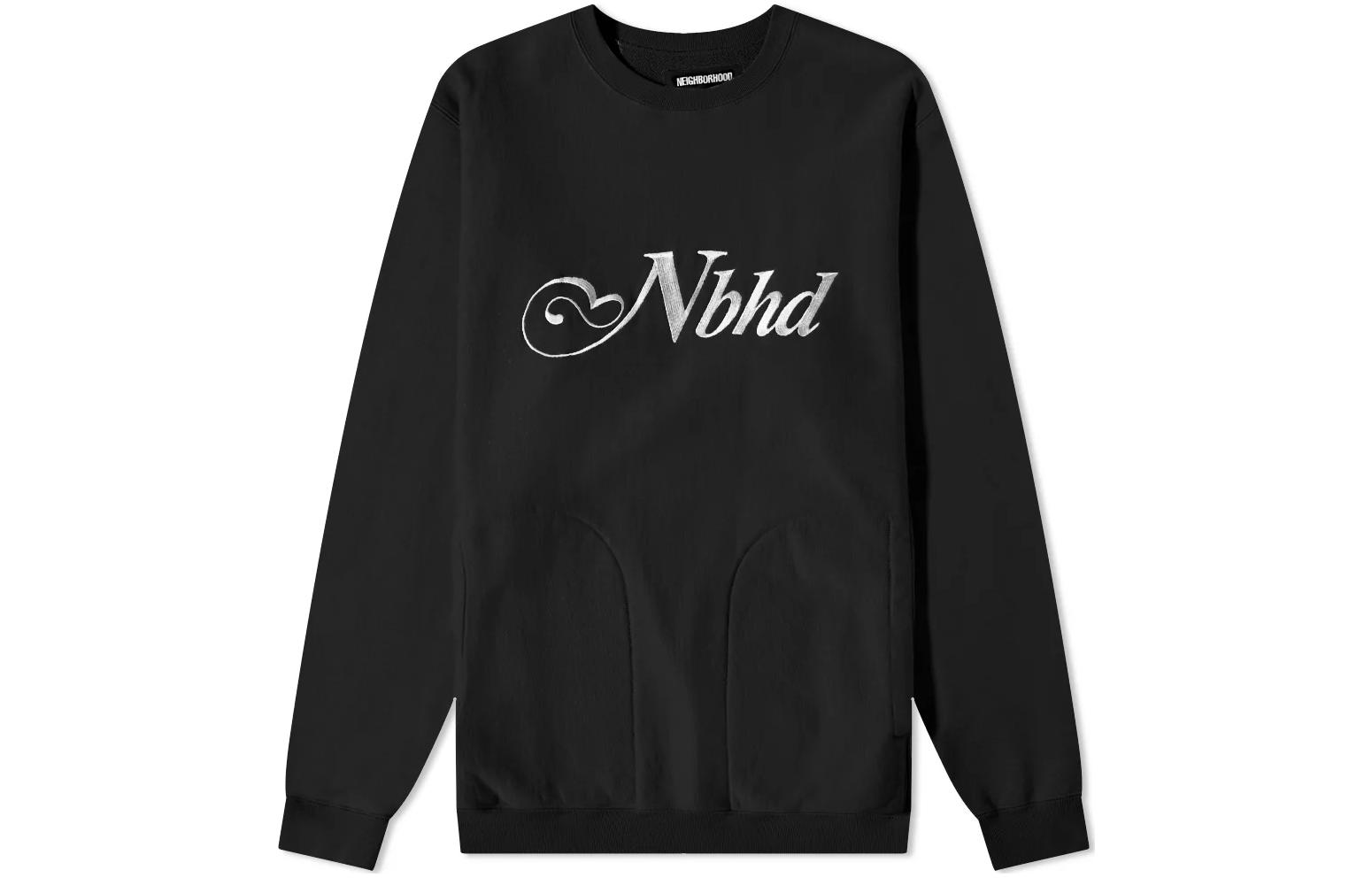 NBHD FW22 Black Letter Logo Crewneck Sweatshirt Long Sleeve 212FPNH-CSM04-BK