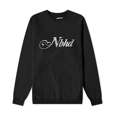 NBHD FW22 Black Letter Logo Crewneck Sweatshirt Long Sleeve 212FPNH-CSM04-BK
