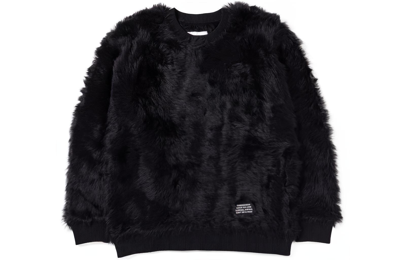 NBHD FW22 Black Plain Fleece Pullover Sweatshirt for Men 222FUNH-KNM03