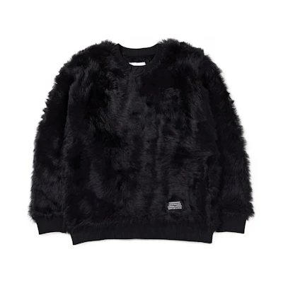 NBHD FW22 Black Plain Fleece Pullover Sweatshirt for Men 222FUNH-KNM03