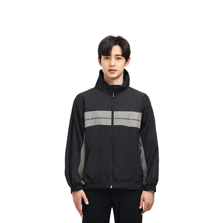 Details for Chaqueta Negra Hombre NEIGHBORHOOD FW22 Colorblock Cuello Alto Manga Larga. 212AQNH-JKM04-BK