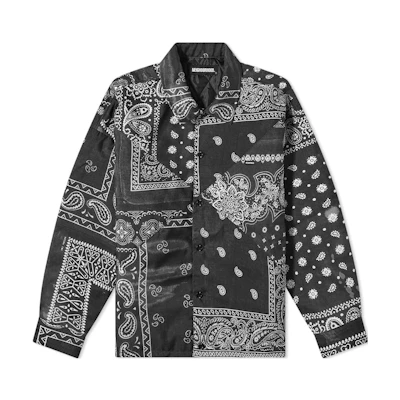 NBHD FW22 Floral Button-Up Collared Shirt Jacket for Men. 212AQNH-SHM04-BK