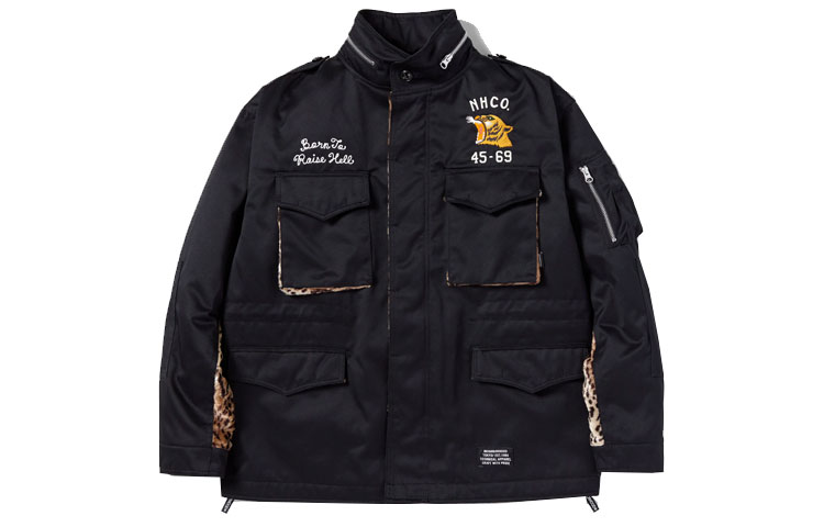 NEIGHBORHOOD FW22 Graphic Zip-Up High Collar Jacket Black  Outerwear 222AQNH-JKM02