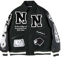 NEIGHBORHOOD FW22 Letter Pattern Patch Long Sleeve Jacket for Men 222SZNHJKM03 NEIGHBORHOOD FW22 Letter Pattern Patch Long Sleeve Jacket for Men 222SZNHJKM03