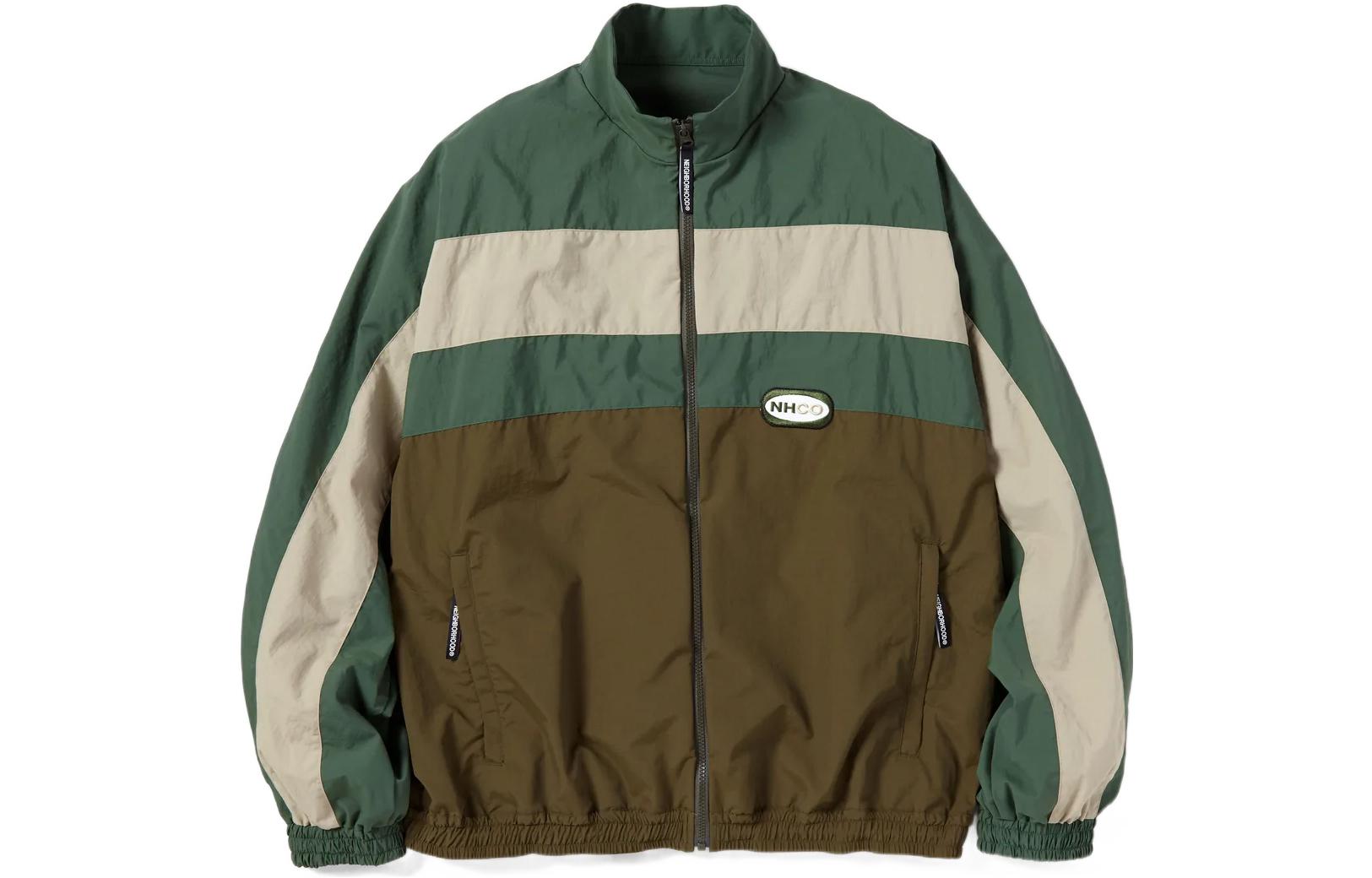 Lookbook NEIGHBORHOOD FW22 Logo Stand Collar Spliced Long Sleeve Jacket Men. 222AQNH-JKM01