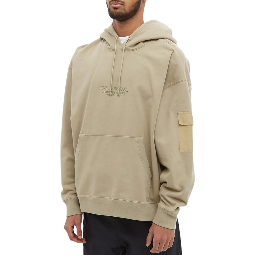 Shop Sudadera con capucha beige NEIGHBORHOOD FW22 con logo bordado. 212UNNH-CSM02