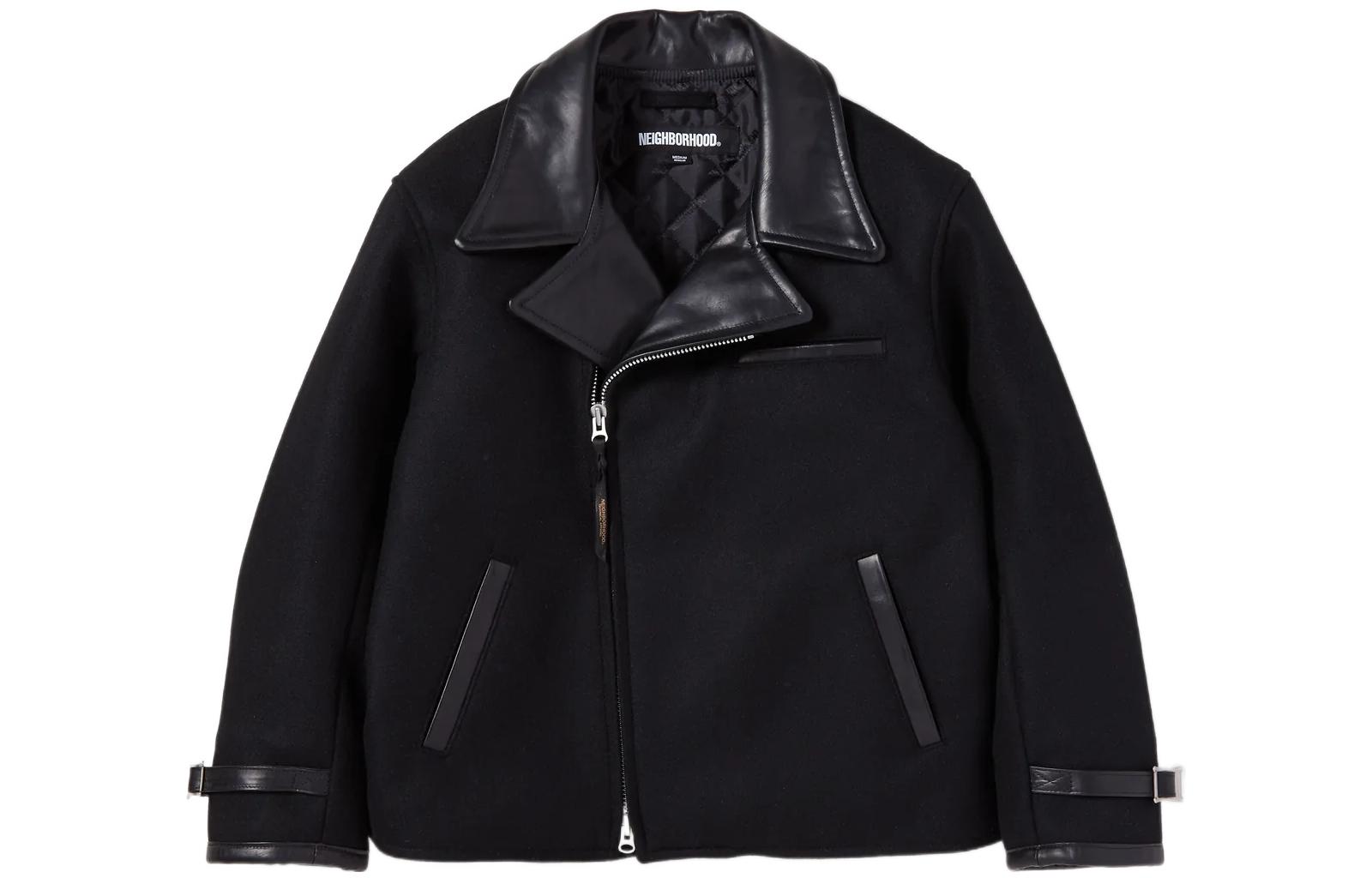 NBHD FW22 Police Riders Jacket Black Long-Sleeve Casual Outerwear 222SZNH-JKM04