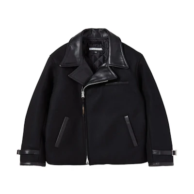 NBHD FW22 Police Riders Jacket Black Long-Sleeve Casual Outerwear 222SZNH-JKM04
