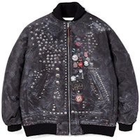 NEIGHBORHOOD FW22 Studs Riders Jacket Gray All-over Print Casual Zip-Up. 222UTNH-JKM02 NEIGHBORHOOD FW22 Studs Riders Jacket Gray All-over Print Casual Zip-Up. 222UTNH-JKM02