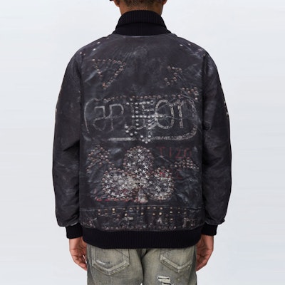 NEIGHBORHOOD FW22 鉚釘騎士外套 灰色 全版印花休閒拉鍊外套 222UTNH-JKM02 Details for NEIGHBORHOOD FW22 鉚釘騎士外套 灰色 全版印花休閒拉鍊外套 222UTNH-JKM02