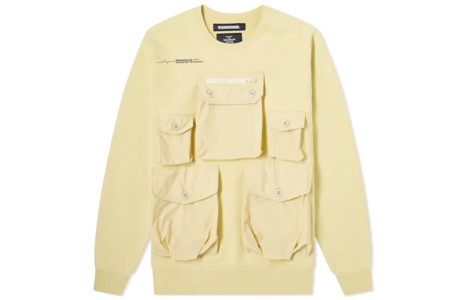 NEIGHBORHOOD FW22 Yellow Crewneck Sweatshirt with Pocket Design 201FPNH-CSM15-BG