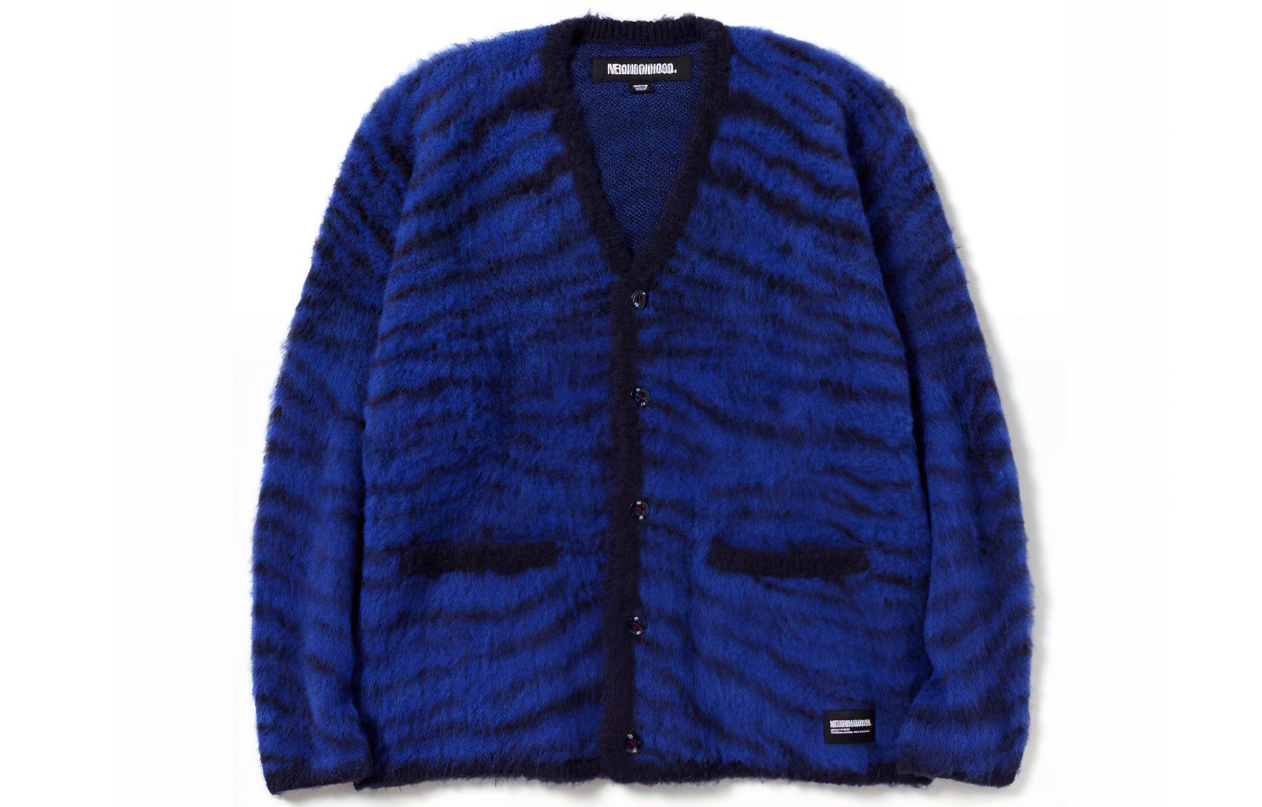 NEIGHBORHOOD FW23 Brushed Tiger Pattern Knit Cardigan Unisex. 232FUNH-KNM02