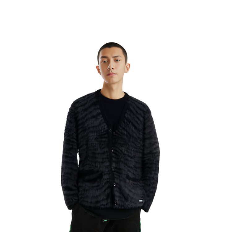 Cheap NEIGHBORHOOD FW23 Cardigan Rajut Pola Harimau Unisex. 232FUNH-KNM02