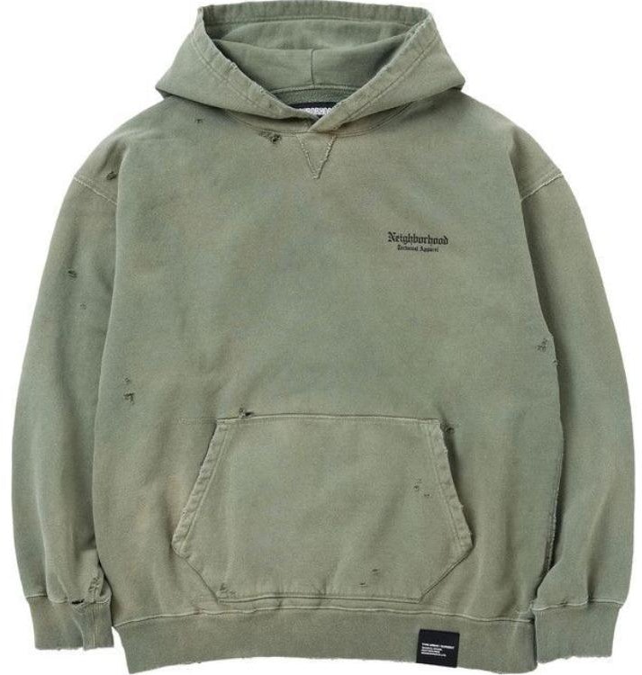 neighborhood-fw-24-oversized-hoodie-olive-green-long-sleeve-sweatshirt-242-oknh-csm-02-oliv