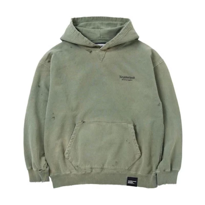 NBHD FW24 Oversized Hoodie Olive Green Long-Sleeve Sweatshirt. 242OKNH-CSM02-OLIV
