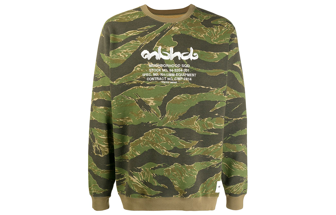 NEIGHBORHOOD Green Embroidered Logo Crewneck Sweatshirt for Men 201MBNH-CSM01